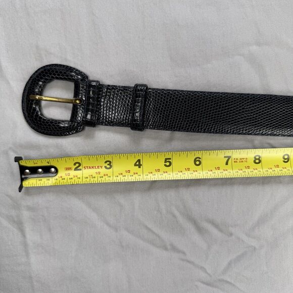 VINTAGE Alcott & Andrews Genuine Lizard Belt Women Size 70 / 28 Dark Blue ITALY - Picture 7 of 13